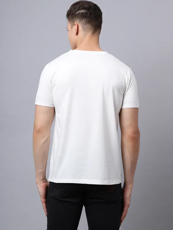 Off White Cotton Printed Oversized T-Shirt For Men - Image 5