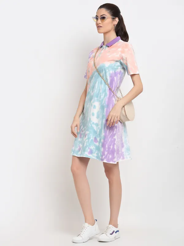 Door74 Tie and Dye Collar Dress - Image 4