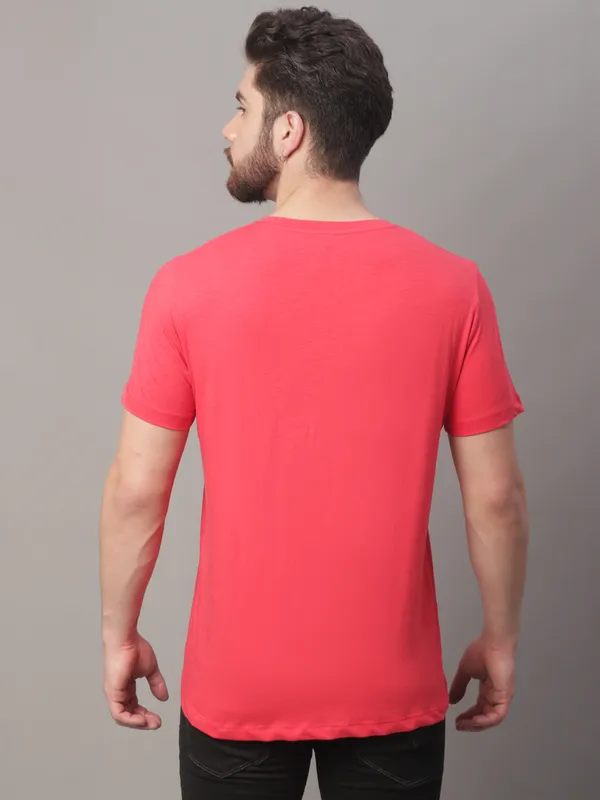 Red Cotton Printed Regular Fit T-Shirt For Men - Image 5