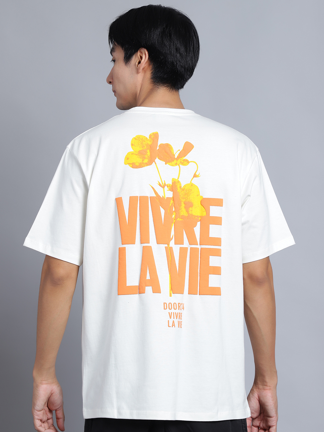 Off White Cotton Printed Oversized T-Shirt For Men - Image 6
