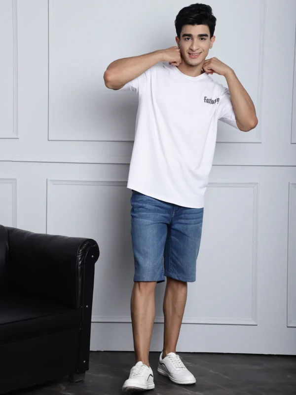 White Cotton Printed Oversized T-Shirt For Men