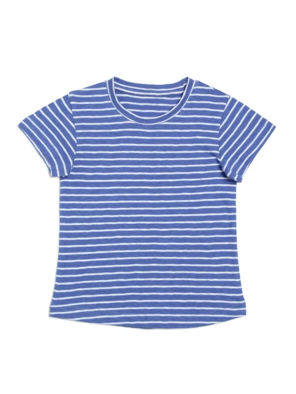 Door74 Unisex Blue White Striper Round Neck T-Shirt