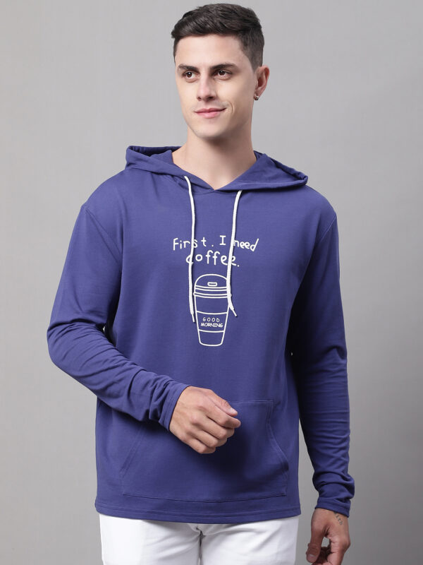 Men Typography Printed Hooded Sweatshirt