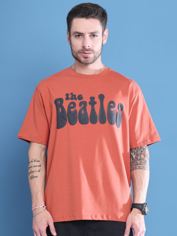 Men Typography Printed Drop-Shoulder Sleeves T-shirt