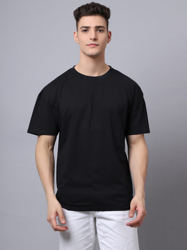 Men Black Typography Printed Oversized T-shirt