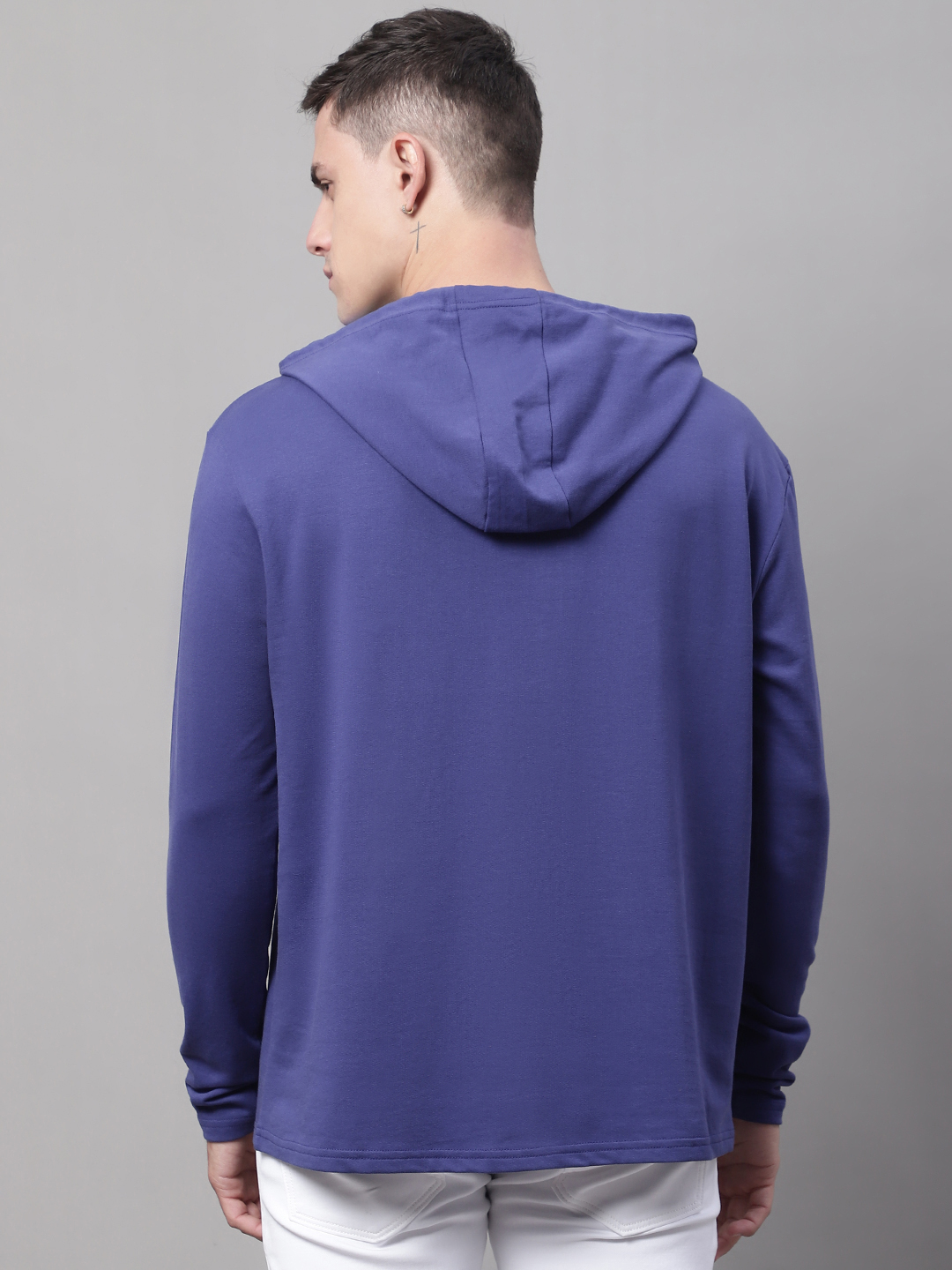 Men Typography Printed Hooded Sweatshirt - Image 2