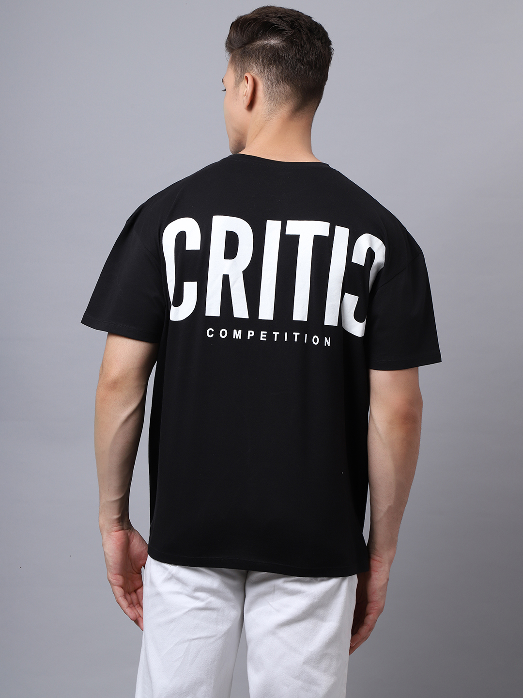 Men Black Typography Printed Oversized T-shirt - Image 7