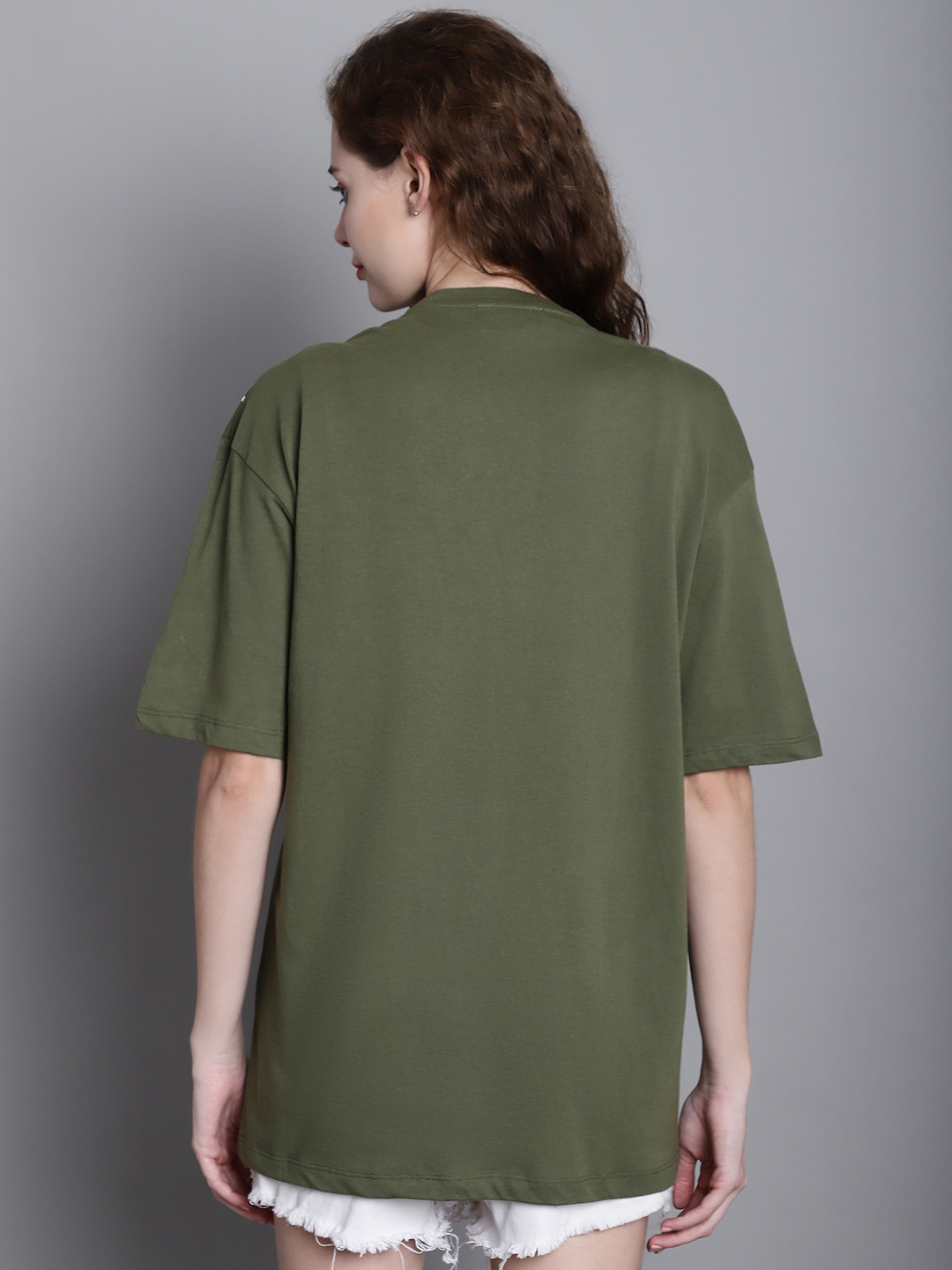 Women Floral Printed Drop-Shoulder Sleeves Oversized T-shirt - Image 6