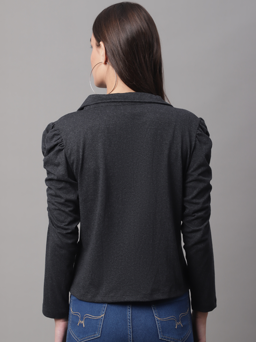 Women Black Solid Blazer - Image 5