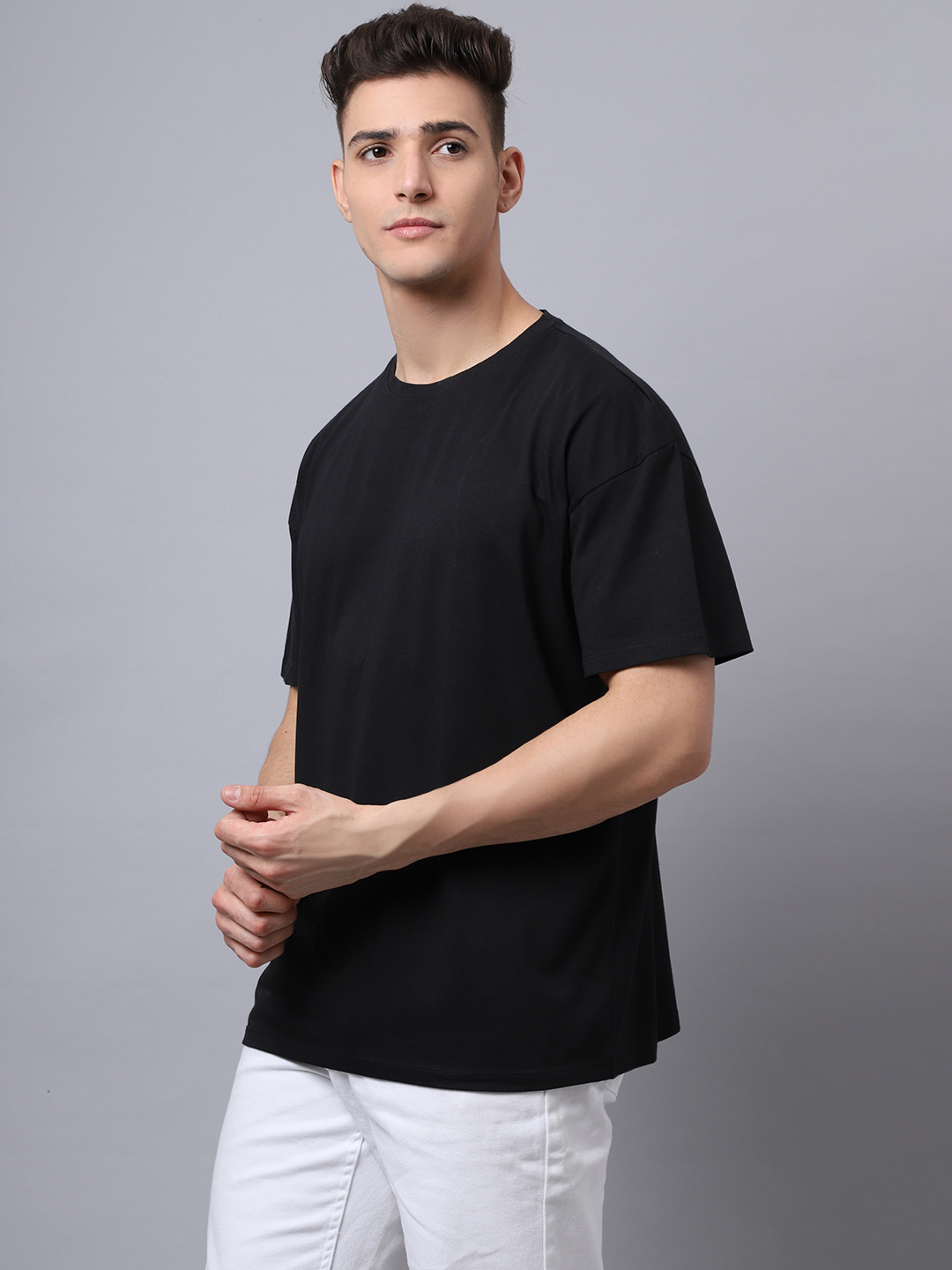 Men Black Typography Printed Oversized T-shirt - Image 6