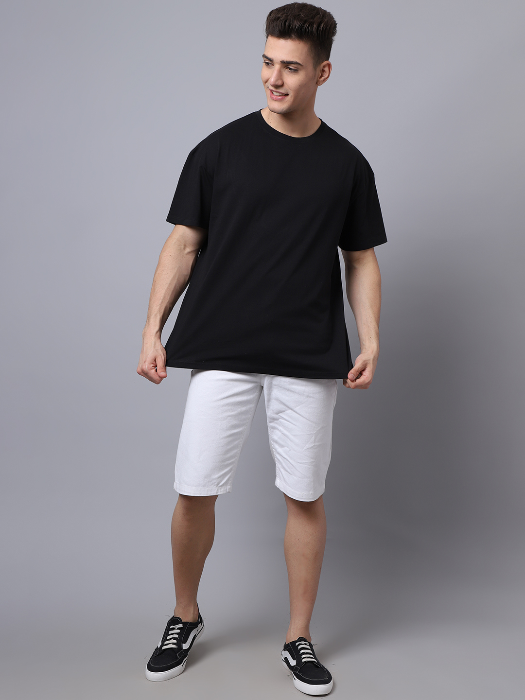 Men Black Typography Printed Oversized T-shirt - Image 3