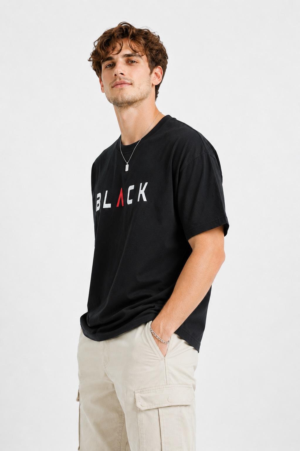 BLACK OVERSIZE FIT TSHIRT - Image 3
